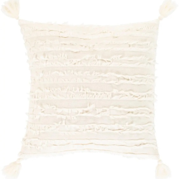 New Surya Sereno 20" x 20" Ivory Pillow Cover SEN001-2020 Tassel Fringe Cushion - Picture 1 of 2